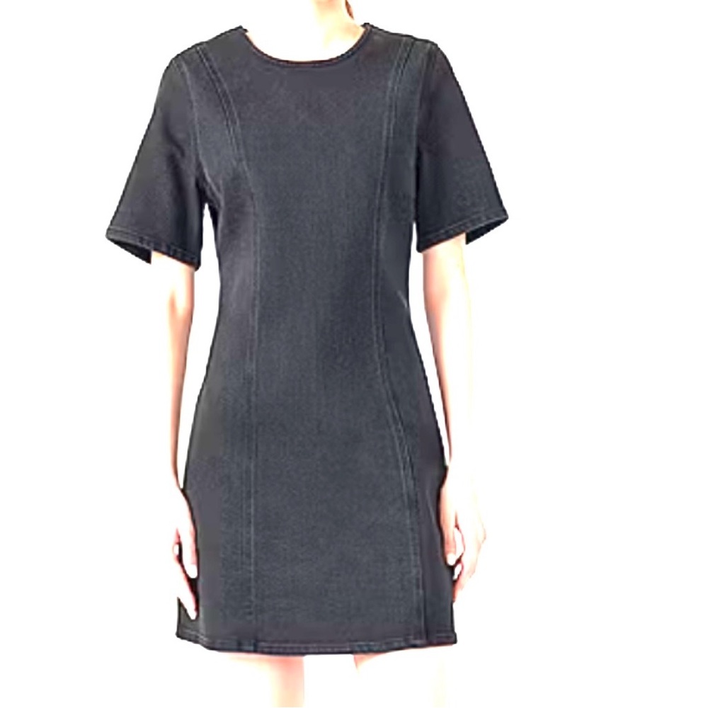 NWT Rebecca Minkoff Black Denim Short Sleeve Dress Medium Wash Boho Women Medium